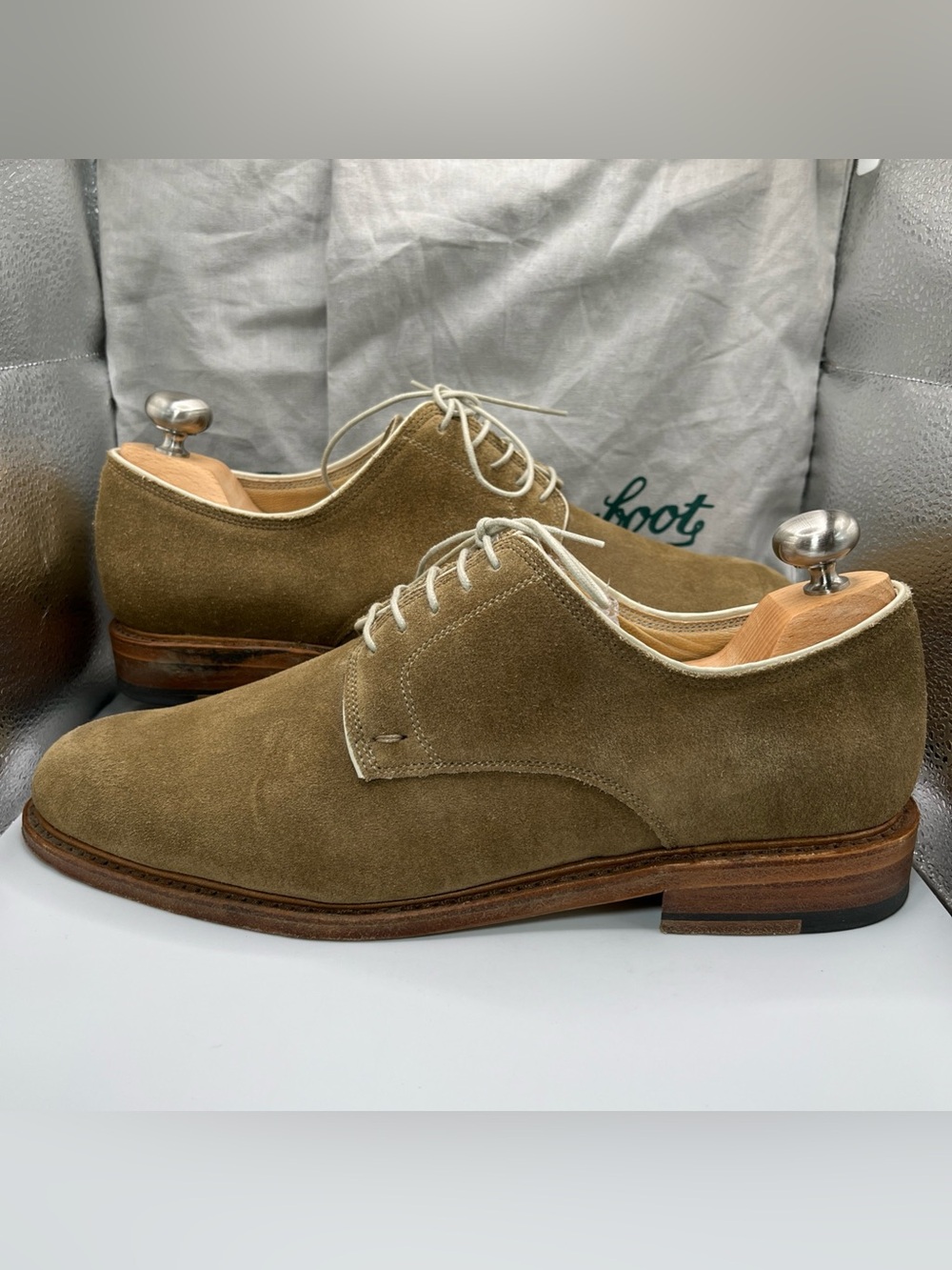 Paraboot Arles Suede Dress Derby Shoes Made in France EUC w/ Trees Men 6 UK/US 7